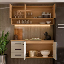 Armário de Cozinha Eliza – Design Ripado 3D com Balcão de 3 Gavetas Telescópicas