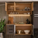 Armário de Cozinha Eliza – Design Ripado 3D com Balcão de 3 Gavetas Telescópicas